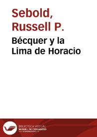 Portada:Bécquer y la Lima de Horacio / Russell P. Sebold
