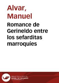 Portada:Romance de Gerineldo entre los sefarditas marroquíes / Manuel Alvar