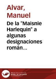 Portada:De la \"Maisnie Harlequin\" a algunas designaciones románicas de los escualos / Manuel Alvar