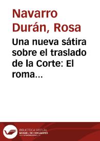 Portada:Una nueva sátira sobre el traslado de la Corte: El romance "Señora Valladolid" / Rosa Navarro Durán