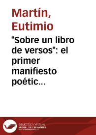 Portada:\"Sobre un libro de versos\": el primer manifiesto poético de Federico García Lorca / Eutimio Martín