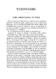 Portada:Lápida romano-cristiana de Tánger / Francisco de Asís Vera y Chilier
