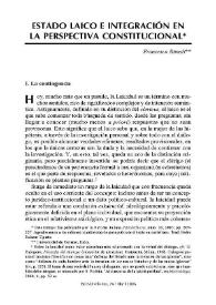 Portada:Estado laico e integración en la perspectiva constitucional / Francesco Rimoli