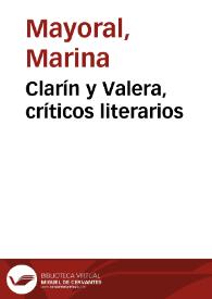 Portada:Clarín y Valera, críticos literarios / Marina Mayoral