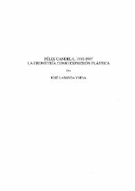 Portada:Félix Candela, 1910-1997 : la geometría como expresión plástica / por José Laborda Yneva