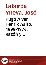 Portada:Hugo Alvar Henrik Aalto, 1898-1976. Razón y sentimiento en la arquitectura contemporánea : (Centenario del nacimiento del arquitecto finlandés) / por José Laborda Yneva