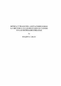 Portada:Música y tradición: Anotaciones sobre la mecánica de los procesos de cambio en las sociedades urbanas / Joaquina Labajo