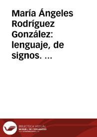 Portada:María Ángeles Rodríguez González: lenguaje, de signos. Madrid: Confederación Nacional de Sordos de España - Fundación ONCE. 1992