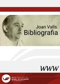 Portada:Joan Valls. Bibliografia