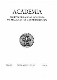 Portada:Academia : Boletín de la Real Academia de Bellas Artes de San Fernando. Primer semestre de 1997. Número 84. Preliminares e índice
