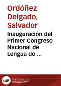 Portada:Inauguración del Primer Congreso Nacional de Lengua de Signos Española / Salvador Ordóñez Delgado