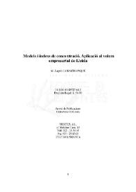 Portada:Models i index de concentració : aplicació al volum empresarial de Lleida