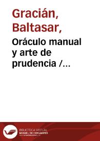 Portada:Oráculo manual y arte de prudencia / Baltasar Gracián