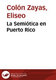 Portada:La Semiótica en Puerto Rico / Eliseo R. Colón
