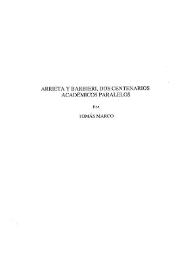 Portada:Arrieta y Barbieri, dos centenarios académicos paralelos / Tomás Marco