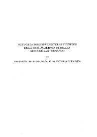 Portada:Nuevos datos sobre pinturas y dibujos de la Real Academia de Bellas Artes de San Fernando / Ascensión Ciruelos Gonzalo, M.ª Victoria Durá Ojea