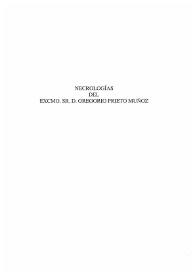 Portada:Necrologías del Excmo. Sr. D. Gregorio Prieto Muñoz / Enrique Pardo Canalís