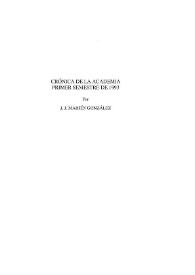 Portada:Crónica de la Academia. Primer semestre de 1993 / J.J. Martín González