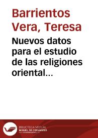 Portada:Nuevos datos para el estudio de las religiones orientales en Occidente: un espacio de culto mitraico en la zona Sur de Mérida / Teresa Barrientos Vera