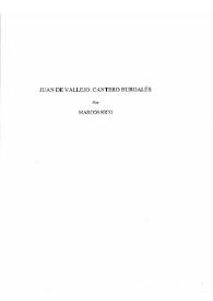 Portada:Juan de Vallejo : cantero burgalés / Marcos Rico