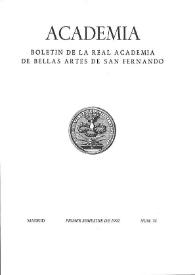 Portada:Academia: Boletín de la Real Academia de Bellas Artes de San Fernando. Primer semestre de 1992. Número 74. Preliminares e índice