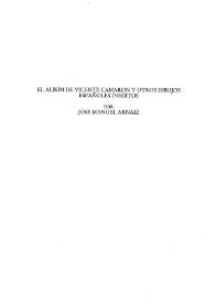 Portada:El álbum de Vicente Camarón y otros dibujos españoles inéditos / por José Manuel Arnaiz