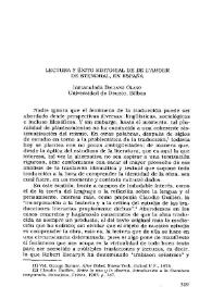 Portada:Lectura y éxito editorial de De L' Amour de Stendhal, en España / Inmaculada Ballano Olano