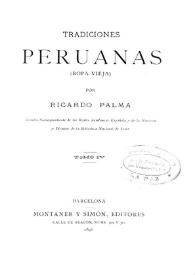 Portada:Tradiciones peruanas. Octava y última serie / Ricardo Palma