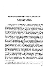 Portada:Las traducciones de Félix Enciso Castrillón / M.ª Jesús García Garrosa
