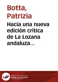 Portada:Hacia una nueva edición crítica de La Lozana andaluza (I) / Patrizia Botta