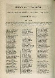 Portada:Colección de piezas dramáticas anteriores a Lope de Vega / Leandro Fernández de Moratín