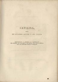 Portada:Catilina : drama en cuatro actos y en verso / Gertrudis Gómez de Avellaneda