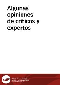 Portada:Algunas opiniones de críticos y expertos / [recopilador Fernando Alonso]