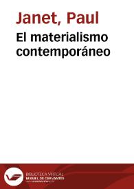 Portada:El materialismo contemporáneo / Paul Janet; versión española del Doctor Aguilar y Lara