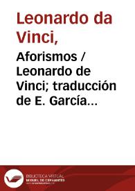 Portada:Aforismos / Leonardo de Vinci; traducción de E. García Zúñiga