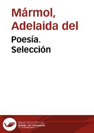 Portada:Poesía. Selección / Adelaida del Mármol