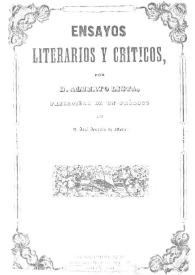 Portada:Ensayos literarios y críticos / Alberto Lista y Aragón