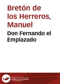 Portada:Don Fernando el Emplazado / Manuel Bretón de los Herreros