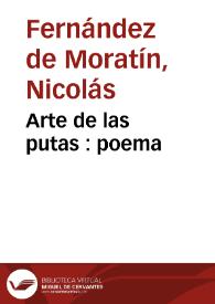 Portada:Arte de las putas : poema / lo escribió Nicolás Fernández de Moratín