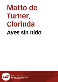 Portada:Aves sin nido / Clorinda Matto de Turner