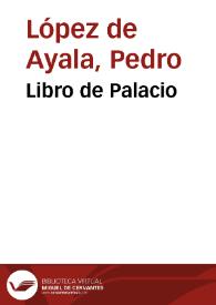 Portada:Libro de Palacio / Pedro López de Ayala