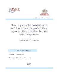 Portada:Las mujeres y los hombres de la sal : un proceso de producción y reproducción cultural en la Costa Chica de Guerrero / Haydée Clotilde Quiroz Malca