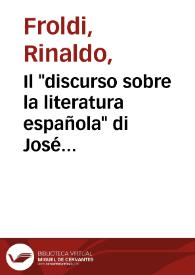 Portada:Il \"discurso sobre la literatura española\" di José Marchena / Rinaldo Froldi
