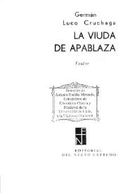 Portada:La viuda de Apablaza / Germán Luco Cruchaga