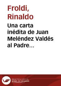 Portada:Una carta inédita de Juan Meléndez Valdés al Padre Andrés / Rinaldo Froldi