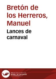 Portada:Lances de carnaval / Manuel Bretón de los Herreros