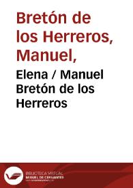 Portada:Elena / Manuel Bretón de los Herreros