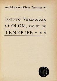 Portada:Colom, seguit de Tenerife : obra pòstuma / Jacinto Verdaguer