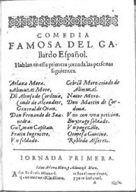 Portada:El gallardo español / por Miguel de Ceruantes Saauedra ...