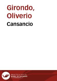 Portada:Cansancio / Oliverio Girondo